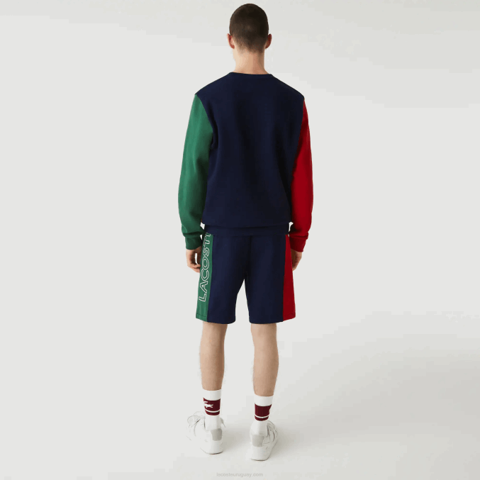 azul marino rojo verde bls VVL0A1515 hombres Lacoste shorts de mezcla de vellón con logo
