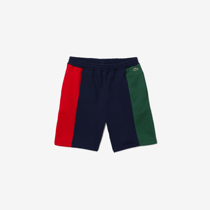 azul marino rojo verde bls VVL0A1515 hombres Lacoste shorts de mezcla de vellón con logo
