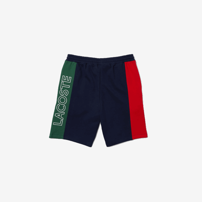 azul marino rojo verde bls VVL0A1515 hombres Lacoste shorts de mezcla de vellón con logo