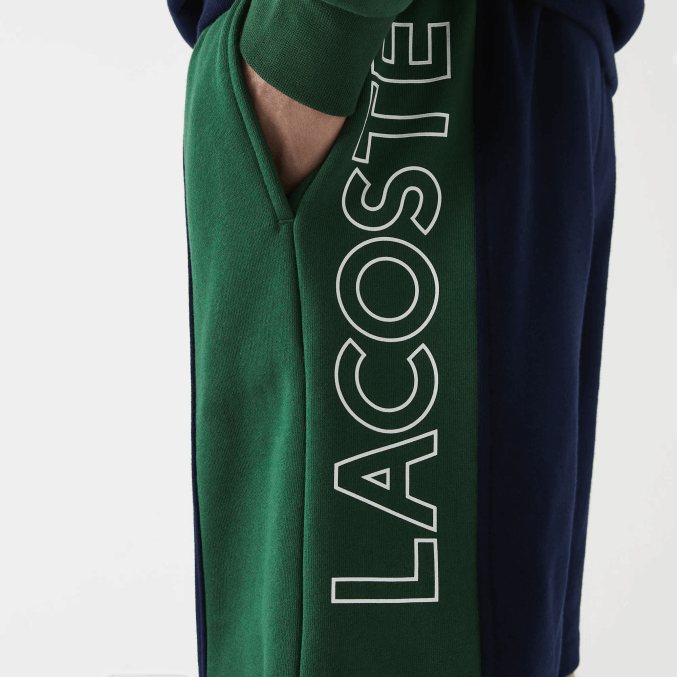azul marino rojo verde bls VVL0A1515 hombres Lacoste shorts de mezcla de vellón con logo