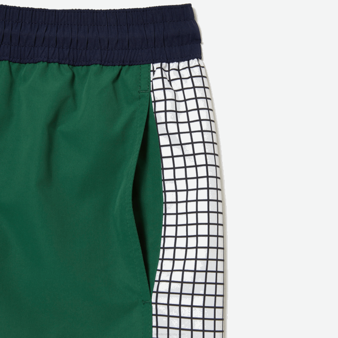 azul marino verde blanco ast VVL0A520 hombres Lacoste bañador de poliéster reciclado colorblock