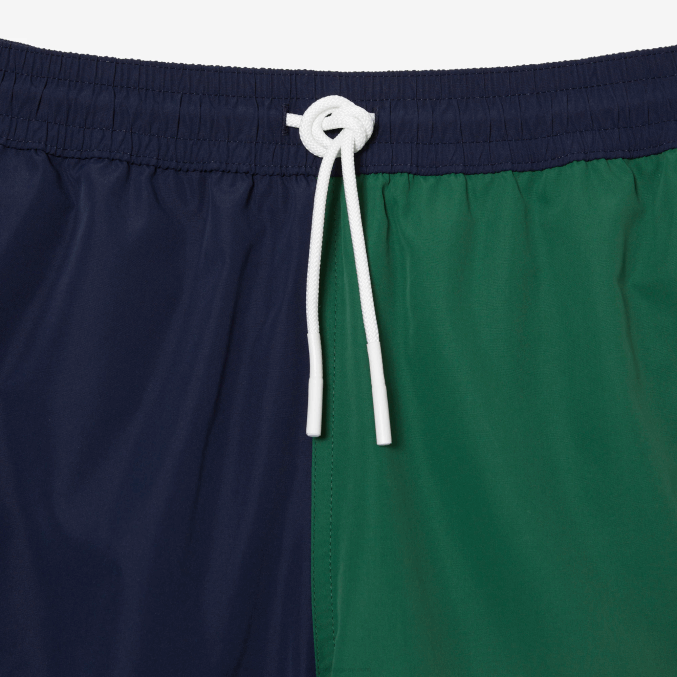 azul marino verde blanco ast VVL0A520 hombres Lacoste bañador de poliéster reciclado colorblock