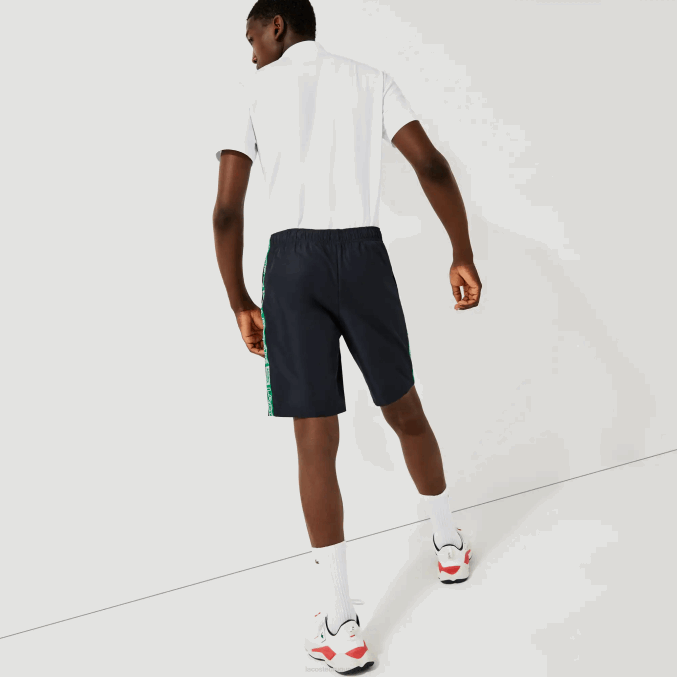 azul marino verde mr0 VVL0A1506 hombres Lacoste shorts deportivos con franjas laterales