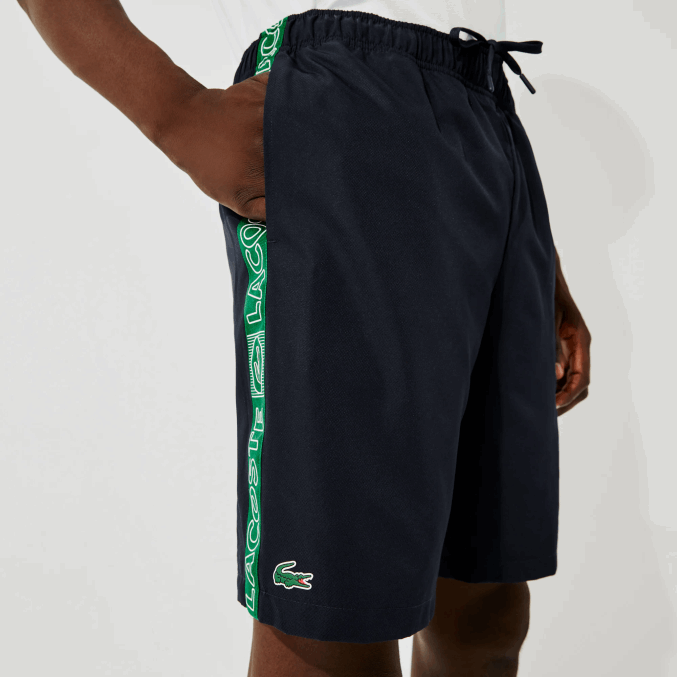 azul marino verde mr0 VVL0A1506 hombres Lacoste shorts deportivos con franjas laterales