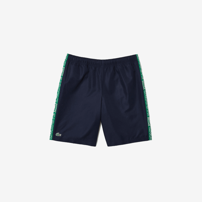 azul marino verde mr0 VVL0A1506 hombres Lacoste shorts deportivos con franjas laterales