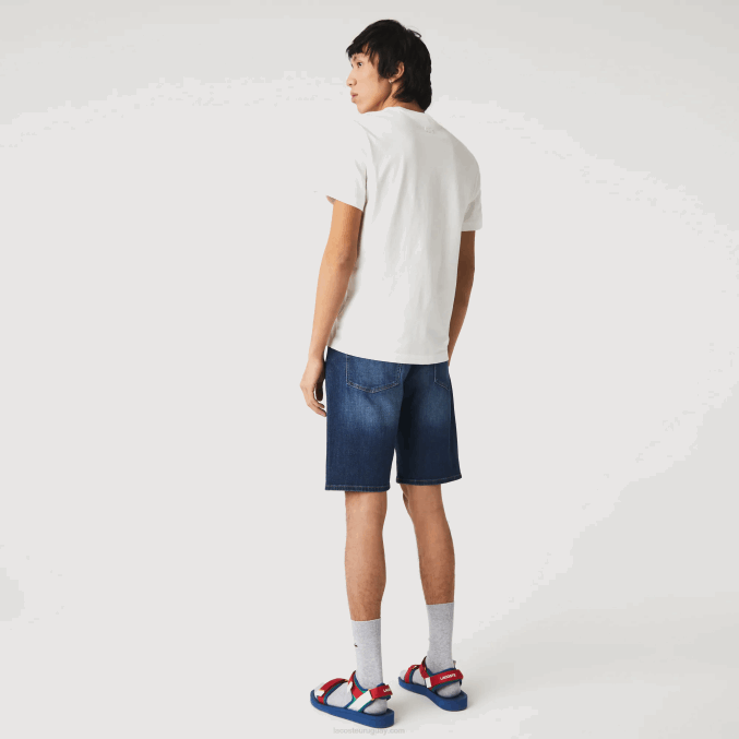 azul mk9 VVL0A1644 hombres Lacoste bermudas slim fit de denim de algodón elástico