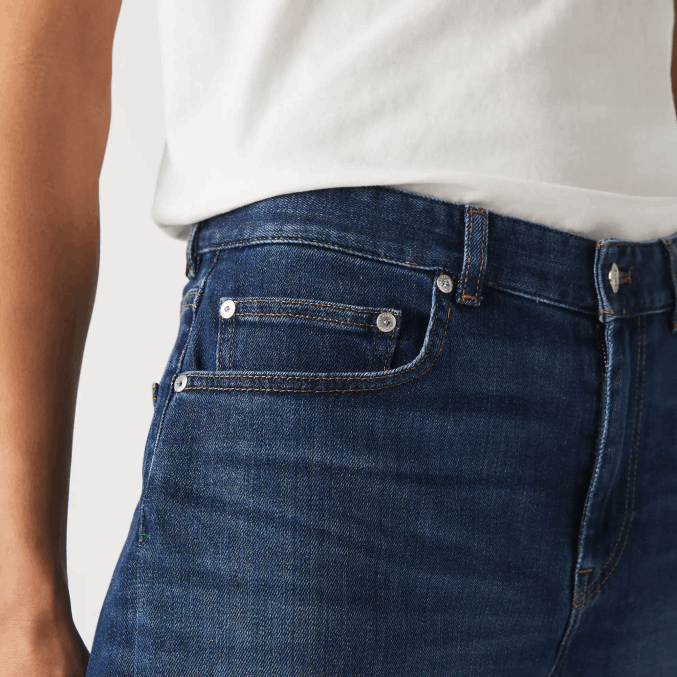 azul mk9 VVL0A1644 hombres Lacoste bermudas slim fit de denim de algodón elástico