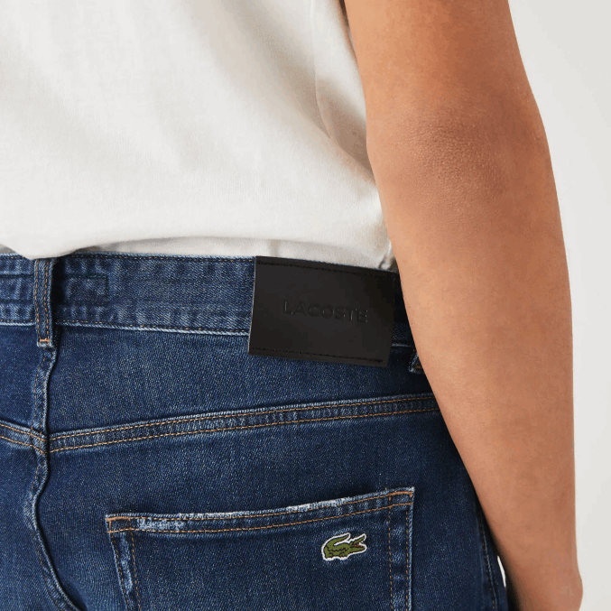 azul mk9 VVL0A1644 hombres Lacoste bermudas slim fit de denim de algodón elástico