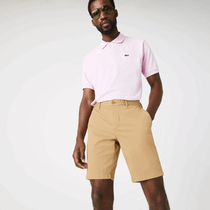 beige 02s VVL0A1529 hombres Lacoste bermudas slim fit de algodón elástico