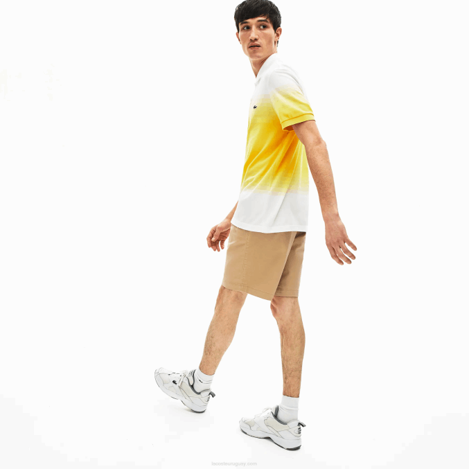 beige 02s VVL0A1620 hombres Lacoste Bermudas regular fit de gabardina de algodón