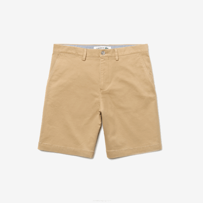 beige 02s VVL0A1620 hombres Lacoste Bermudas regular fit de gabardina de algodón
