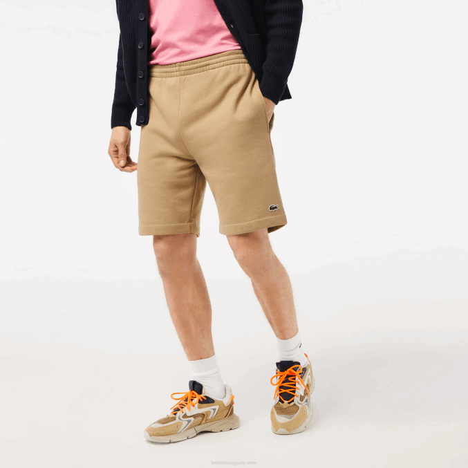 beige cb8 VVL0A414 hombres Lacoste shorts de felpa de algodón orgánico peinado