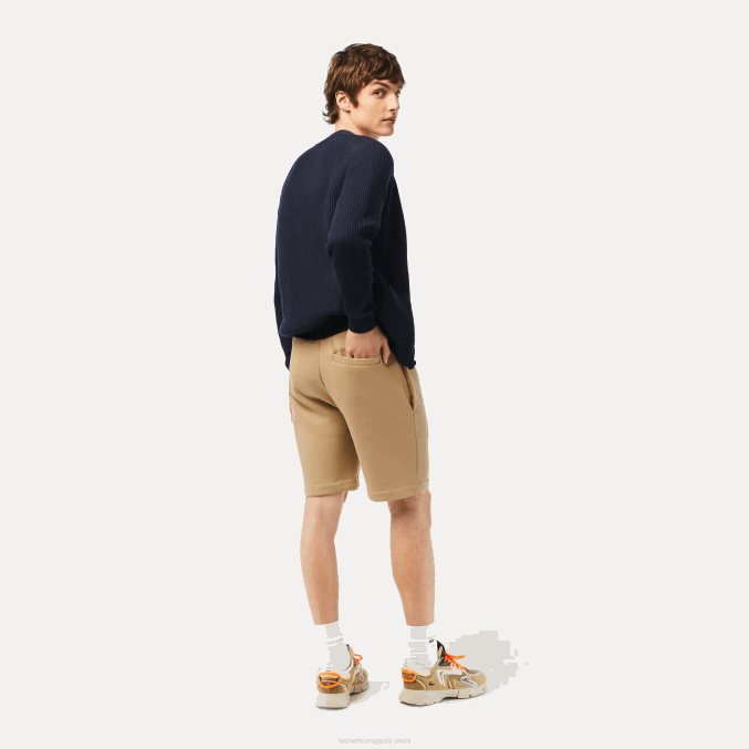 beige cb8 VVL0A414 hombres Lacoste shorts de felpa de algodón orgánico peinado