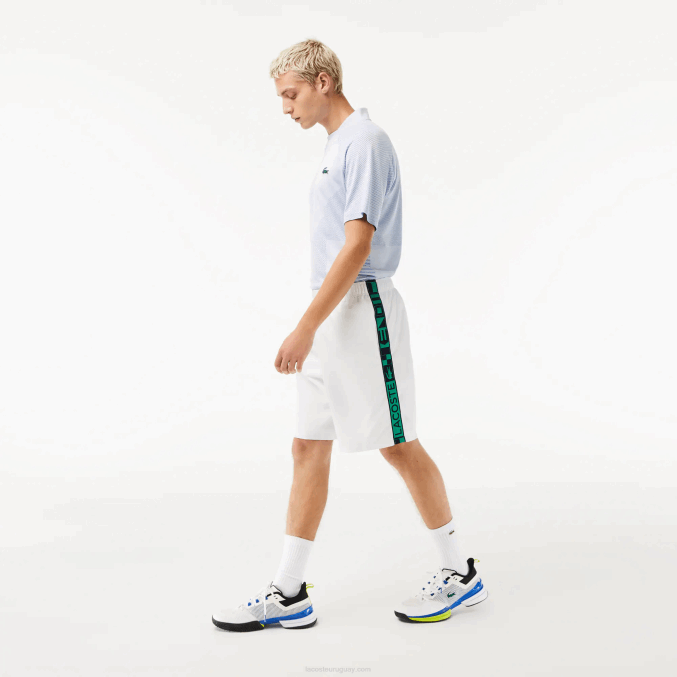 blanco 001 VVL0A1333 hombres Lacoste pantalones cortos deportivos de tenis de tafetán