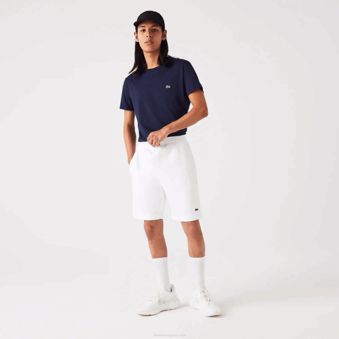 blanco 001 VVL0A415 hombres Lacoste shorts de felpa de algodón orgánico peinado