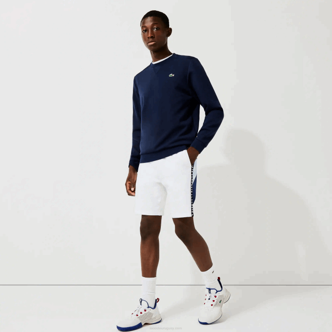 blanco azul vl3 VVL0A1602 hombres Lacoste bermudas polares con bandas con letras