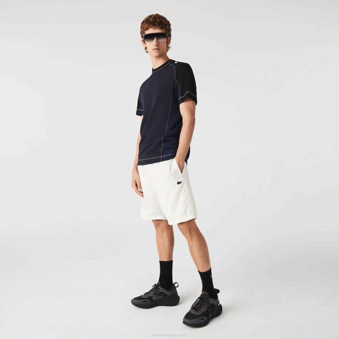 blanco b5l VVL0A1501 hombres Lacoste shorts con efecto patchwork y bloques de color