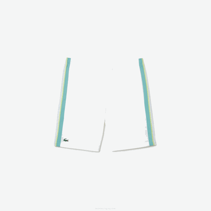 blanco verde amarillo bh3 VVL0A427 hombres Lacoste pantalones cortos de tenis de poliéster reciclado