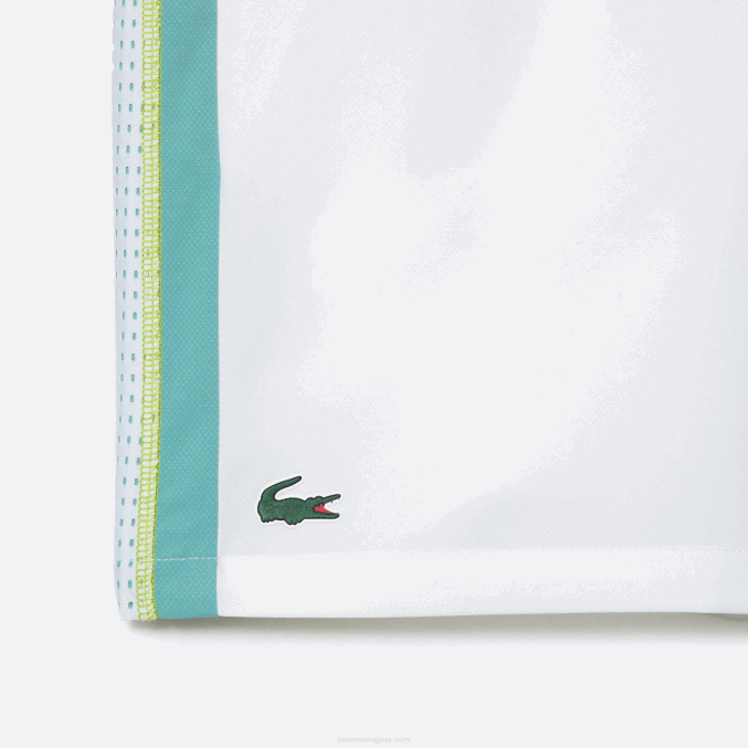 blanco verde amarillo bh3 VVL0A427 hombres Lacoste pantalones cortos de tenis de poliéster reciclado