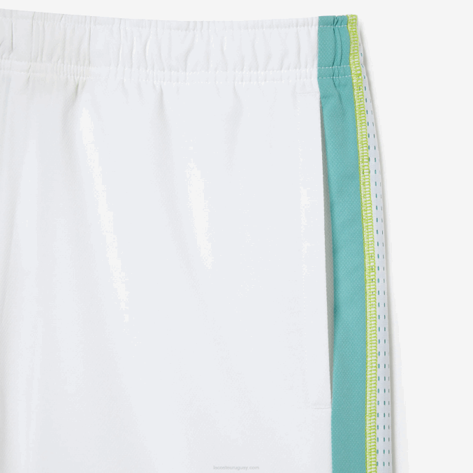 blanco verde amarillo bh3 VVL0A427 hombres Lacoste pantalones cortos de tenis de poliéster reciclado