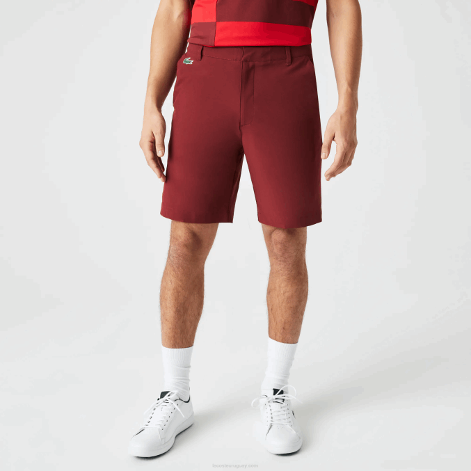 burdeos zs1 VVL0A445 hombres Lacoste shorts deportivos de golf ligeros y elásticos