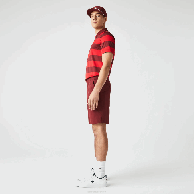 burdeos zs1 VVL0A445 hombres Lacoste shorts deportivos de golf ligeros y elásticos