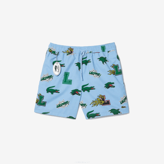 eep azul blanco VVL0A1669 hombres Lacoste bañador con forro de malla