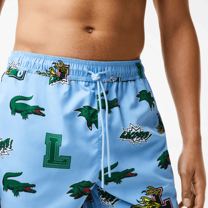eep azul blanco VVL0A1669 hombres Lacoste bañador con forro de malla