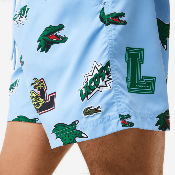 eep azul blanco VVL0A1669 hombres Lacoste bañador con forro de malla