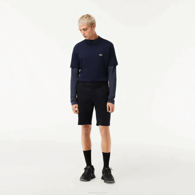 fondo azul marino VVL0A454 hombres Lacoste bermudas slim fit de algodón elástico