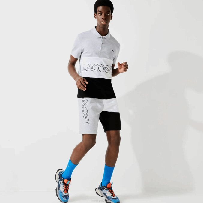 gris chino blanco negro p0f VVL0A1559 hombres Lacoste bermudas de polar con bloques de color y letras