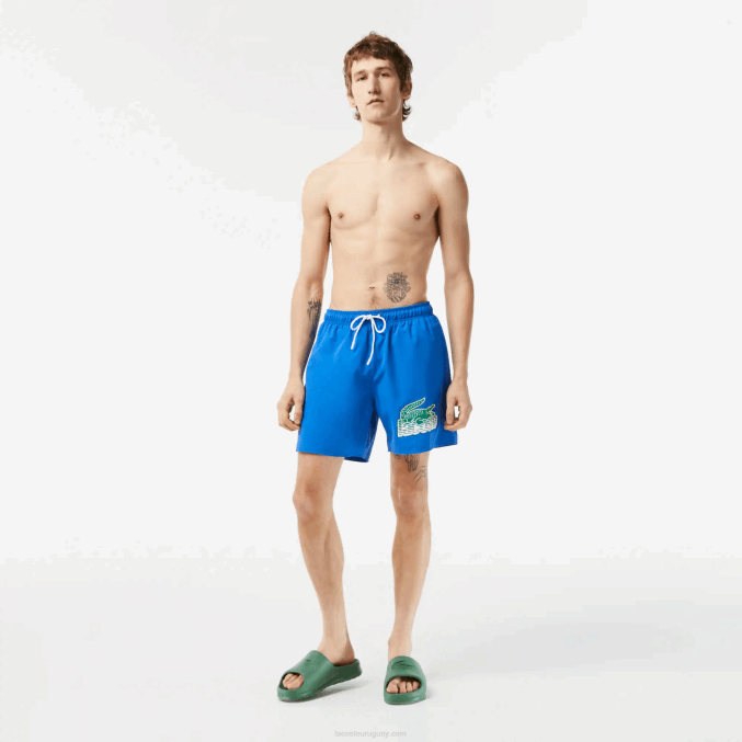 kxb azul VVL0A518 hombres Lacoste bañador de secado rápido con bolsa de viaje