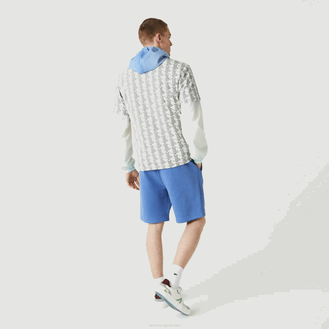 lomo azul hg3 VVL0A1435 hombres Lacoste shorts de felpa con estampado de firma