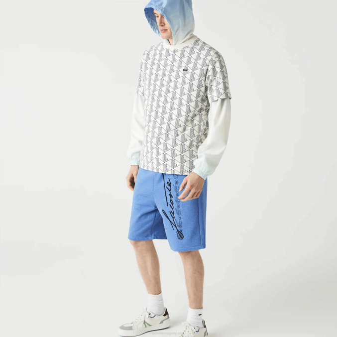 lomo azul hg3 VVL0A1435 hombres Lacoste shorts de felpa con estampado de firma