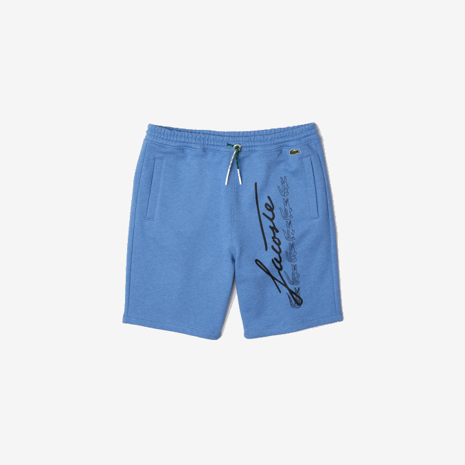 lomo azul hg3 VVL0A1435 hombres Lacoste shorts de felpa con estampado de firma