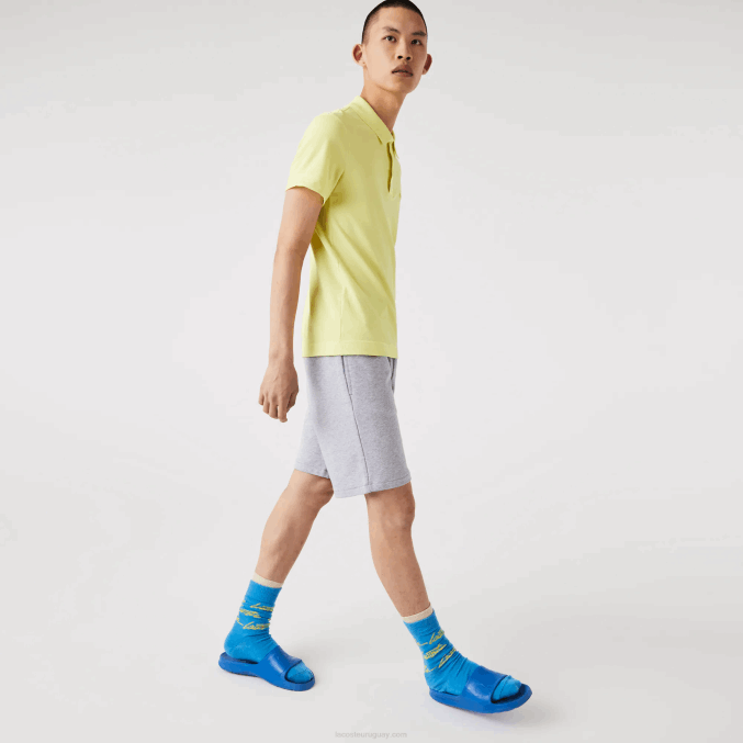 lomo gris cca VVL0A1418 hombres Lacoste shorts extragrandes de felpa de algodón orgánico con estampado de cocodrilo