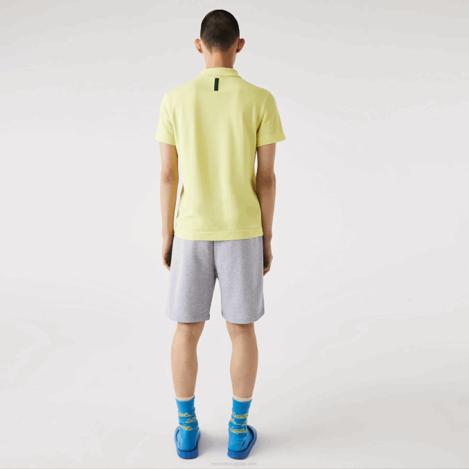 lomo gris cca VVL0A1418 hombres Lacoste shorts extragrandes de felpa de algodón orgánico con estampado de cocodrilo