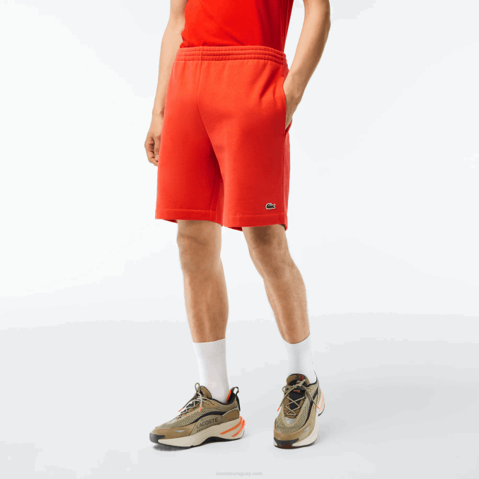 naranja 02k VVL0A453 hombres Lacoste shorts de felpa de algodón orgánico peinado