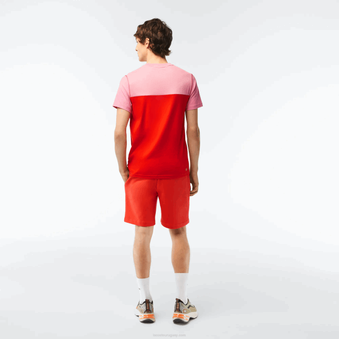 naranja 02k VVL0A453 hombres Lacoste shorts de felpa de algodón orgánico peinado