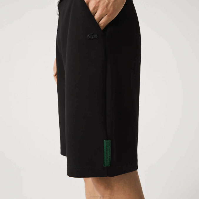 negro 031 VVL0A1390 hombres Lacoste shorts de mezcla de algodón elástico
