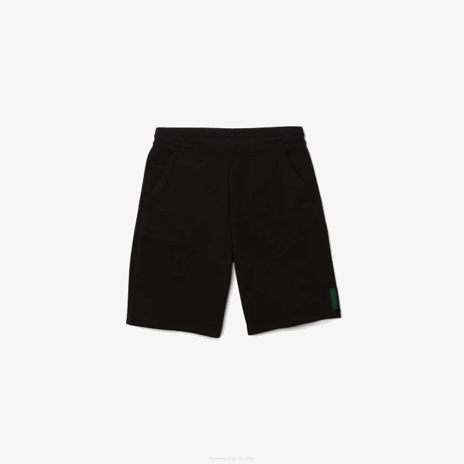 negro 031 VVL0A1390 hombres Lacoste shorts de mezcla de algodón elástico