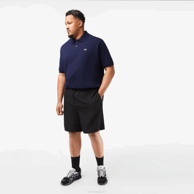 negro 031 VVL0A1445 hombres Lacoste Shorts deportivos de corte relajado con forro de jersey - tallas grandes - grande