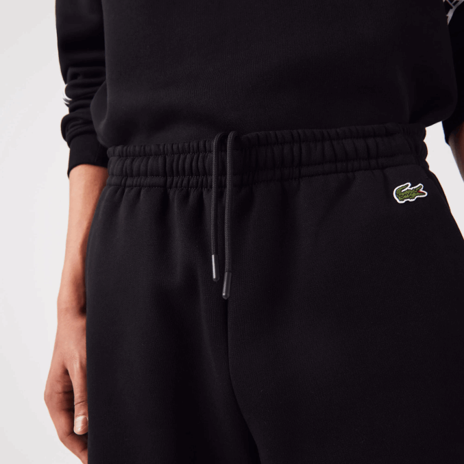 negro 031 VVL0A1497 hombres Lacoste shorts de felpa cepillada con bandas estampadas