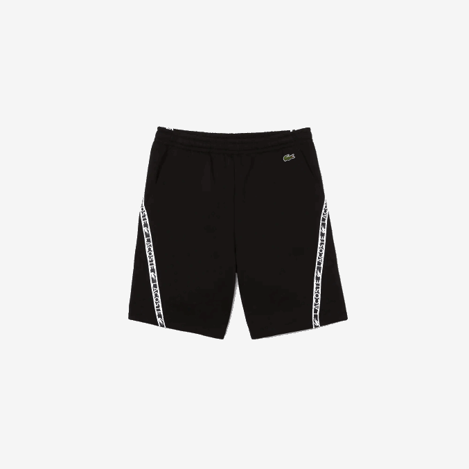 negro 031 VVL0A1497 hombres Lacoste shorts de felpa cepillada con bandas estampadas