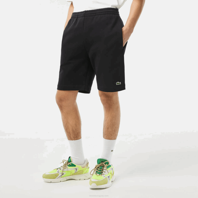 negro 031 VVL0A416 hombres Lacoste shorts de felpa de algodón orgánico peinado