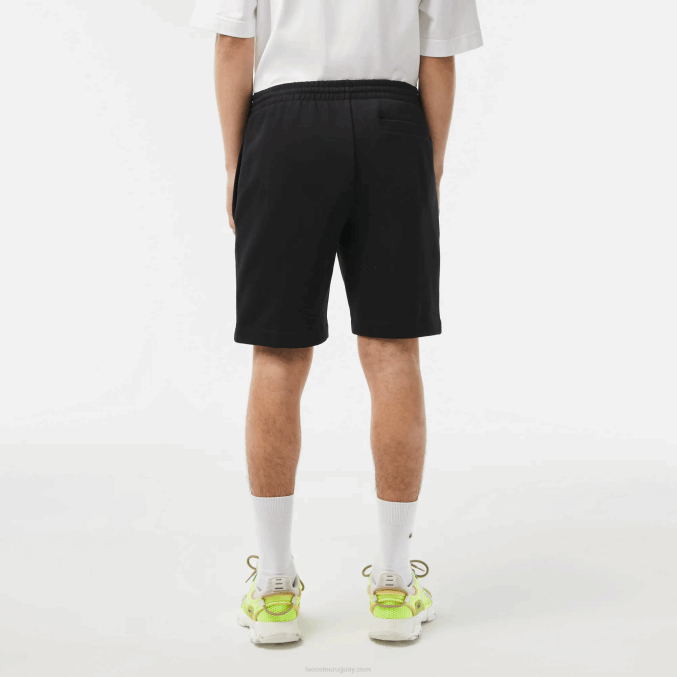 negro 031 VVL0A416 hombres Lacoste shorts de felpa de algodón orgánico peinado