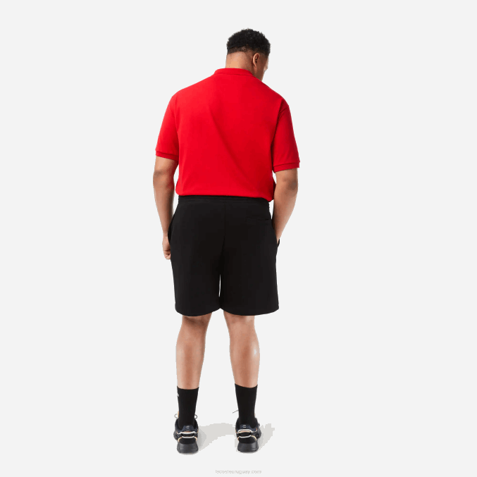 negro 031 VVL0A463 hombres Lacoste Shorts de felpa cepillada de algodón orgánico - talla grande - grande