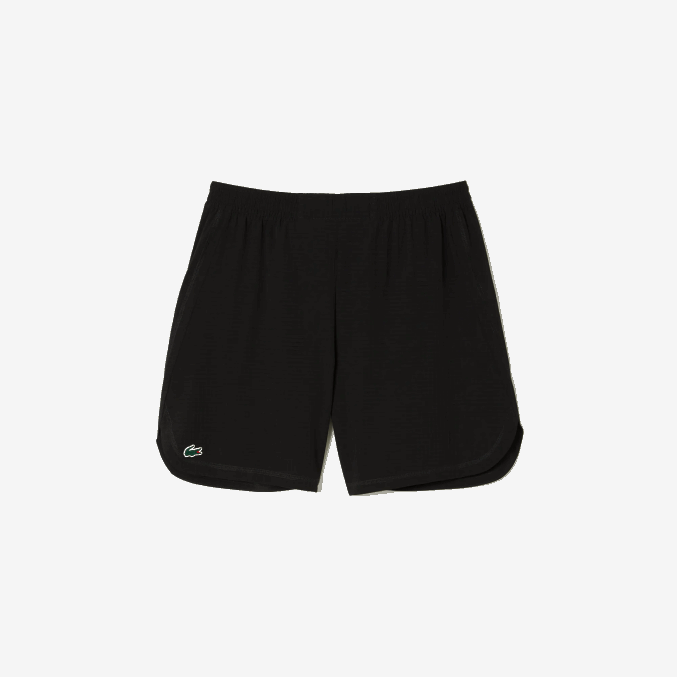 negro 8vm VVL0A458 hombres Lacoste shorts deportivos de malla elástica a cuadros
