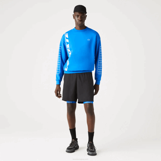 negro azul 985 VVL0A1423 hombres Lacoste shorts deportivos 3 en 1 con forro incorporado