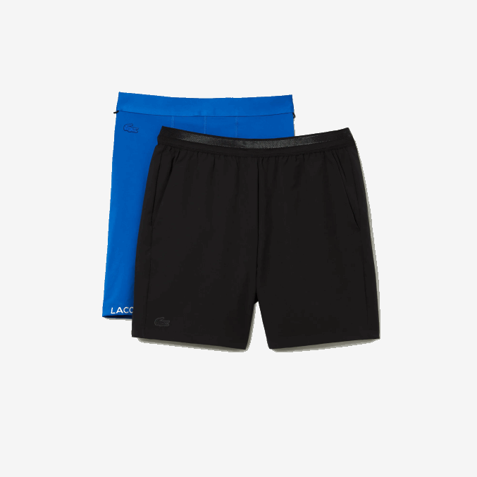 negro azul 985 VVL0A1423 hombres Lacoste shorts deportivos 3 en 1 con forro incorporado